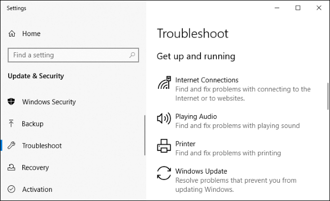 Go to troubleshoot to get help in windows 10