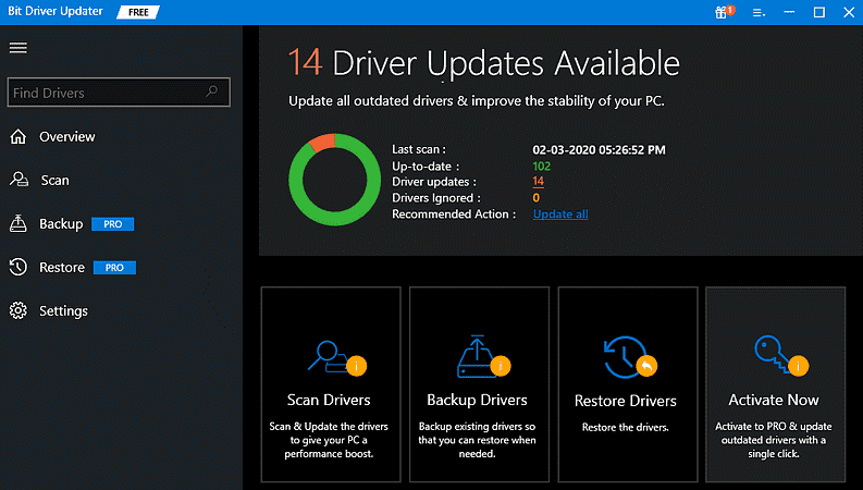 Scan outdated drivers with Bit Driver Updater