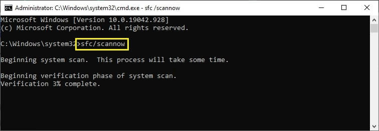 input the sfc scannow command